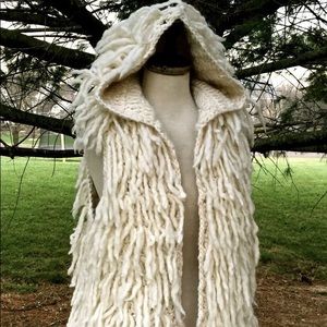 Raw wool handmade vest with hood nirvanna designs